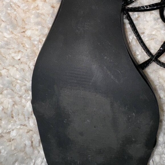 Vivianly Womens Size 8 Chunky Heel Strappy Ankle Wrap Square Toe Sandals Black - Picture 4 of 4